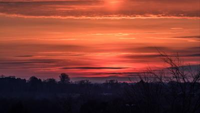 Sunset sky clouds horizon 4k wallpaper