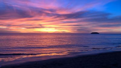 Sunset sky coast 4k wallpaper