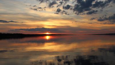 Sunset sky lake 4k wallpaper