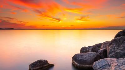 Sunset stones rocks 4k wallpaper