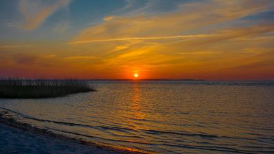 Sunset sun horizon gh 4k wallpaper