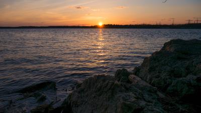 Sunset sun rocks 4k wallpaper