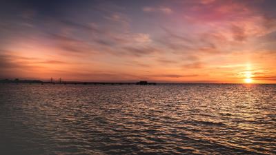 Sunset sun sea fff 4k wallpaper