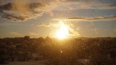 Sunset sun snow 4k wallpaper