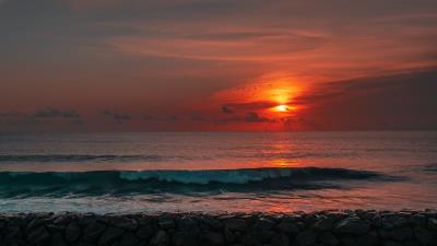 Sunset sun stones 4k wallpaper