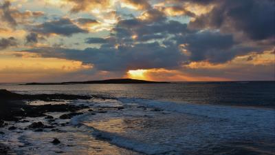 Sunset waves sky 4k wallpaper