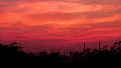 Sunset wires sky 4k wallpaper