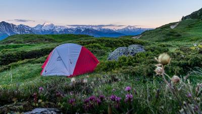 Tent camping mountains image 4k wallpaper