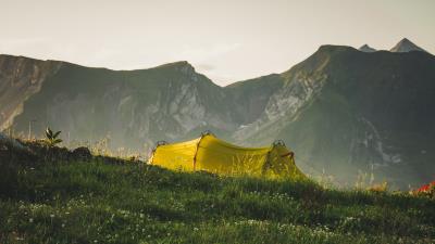 Tent camping mountains 4k wallpaper