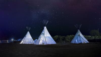 Tents night starry sky 4k wallpaper