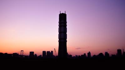 Tower sunset sky 4k wallpaper