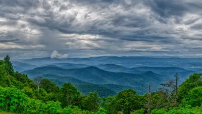 Trees hills clouds 4k wallpaper