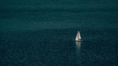 Sailboat sea water 4k wallpaper