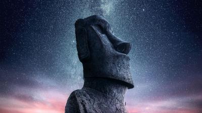 Sculpture starry sky stone 4k wallpaper