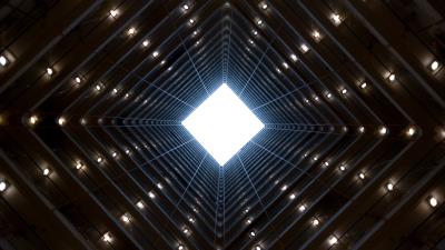 Shaft walls symmetry 4k wallpaper