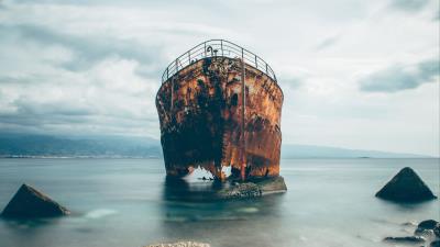 Ship rusty ruined 4k wallpaper