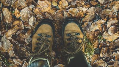 Shoes autumn legs foliage 4k wallpaper