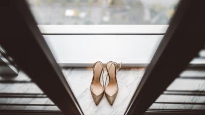 Shoes golden window 4k wallpaper