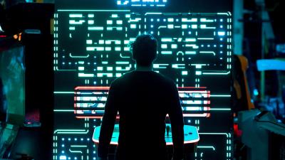 Silhouette neon display 4k wallpaper