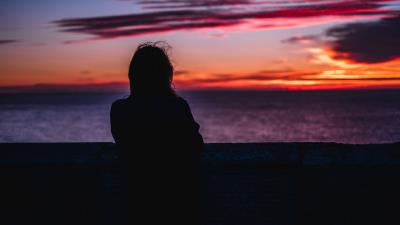 Silhouette person night 4k wallpaper