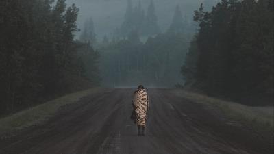 Silhouette road mountains 4k wallpaper