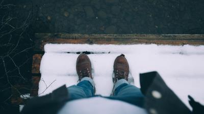 Snow feet shoes winter 4k wallpaper