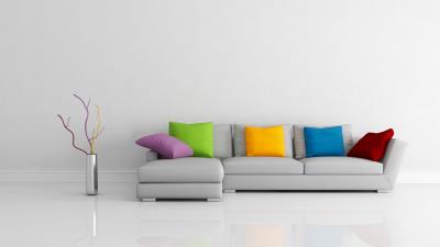 Sofa pillows branc 4k wallpaper