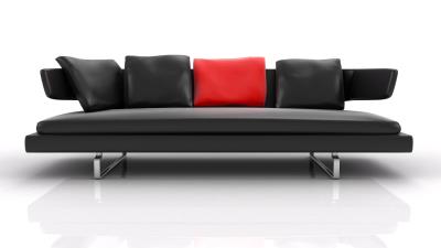 Sofa pillows leather white background graphic 4k wallpaper