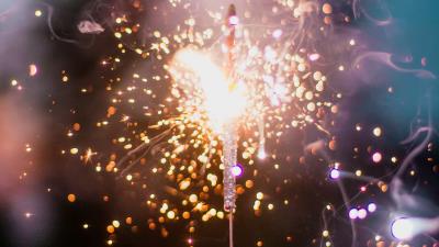 Sparkler sparks smoke 4k wallpaper