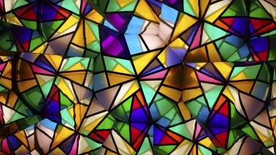 Stained glass colorful glass fragments 4k wallpaper
