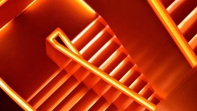 Stairs neon backlight 4k wallpaper
