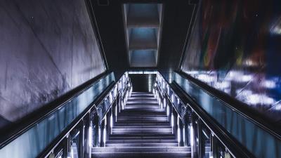 Stairs neon steps 4k wallpaper