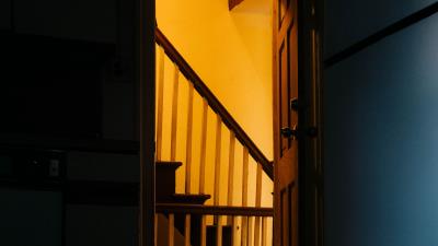 Stairs shadow door 4k wallpaper