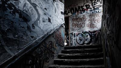 Steps graffiti dark 4k wallpaper