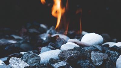 Stones fire flame 4k wallpaper