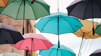 Street umbrella colorful 4k wallpaper