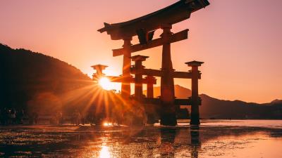 Sunset sun shinto 4k wallpaper