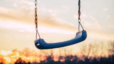 Swings childhood sunset 4k wallpaper