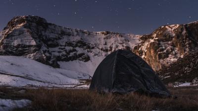 Tent camping mountains photo 4k wallpaper