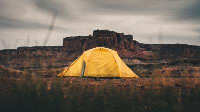 Tent camping mountains 4k wallpaper