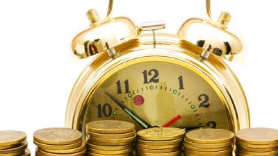 Time money coins white backgroun 4k wallpaper