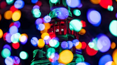 Tower building bokeh 4k wallpaper