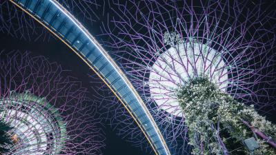 Architecture lights bottom view 4k wallpaper