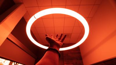 Arm neon chandelier 4k wallpaper