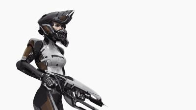 Armor helmet girl weapo 4k wallpaper