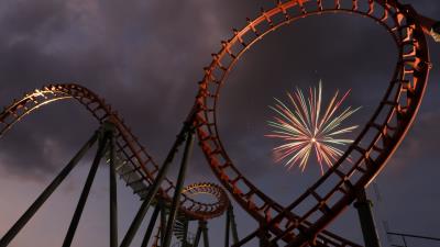 Attraction fireworks night 4k wallpaper