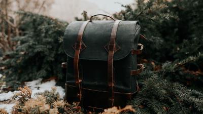 Backpack black leather 4k wallpaper