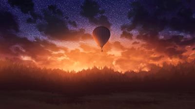 Balloon sunset twilight 4k wallpaper