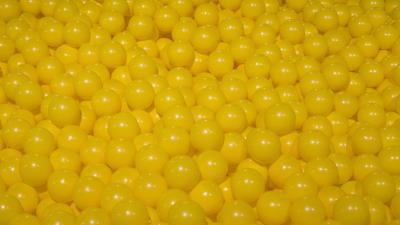 Balls yellow shapes 4k wallpaper