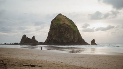 Beach silhouette loneliness 4k wallpaper